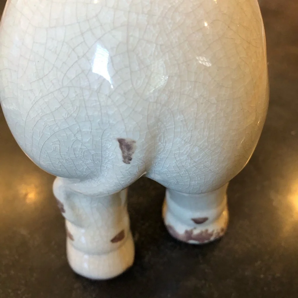 Ashland Cream Ceramic Elephant Figurine with Brown Accents